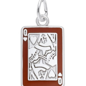 Queen of hearts sterling silver and enamel charm