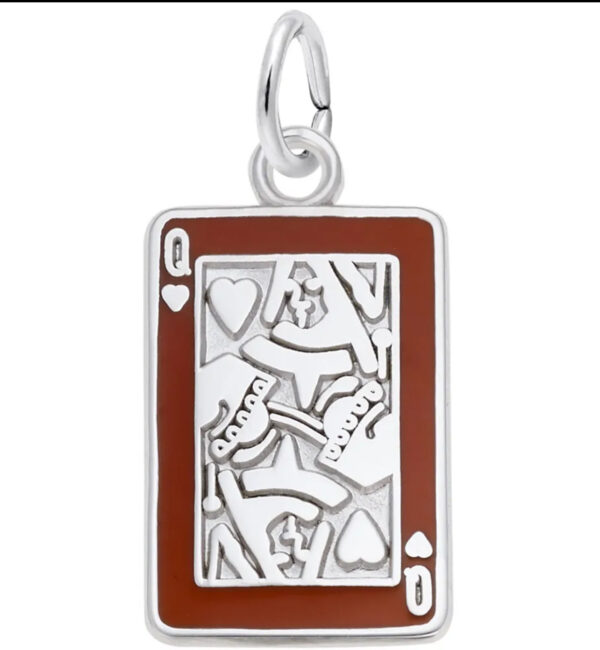 Queen of hearts sterling silver and enamel charm