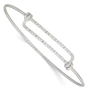 Sterling Silver Polished D/C 1.65mm 8-9.5in Expandable Bangle