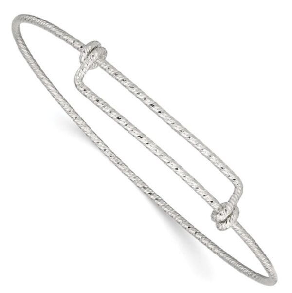 Sterling Silver Polished D/C 1.65mm 8-9.5in Expandable Bangle