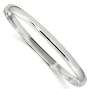 Sterling Silver 4.5mm Solid Polished Plain Slip-On Bangle Bracelet