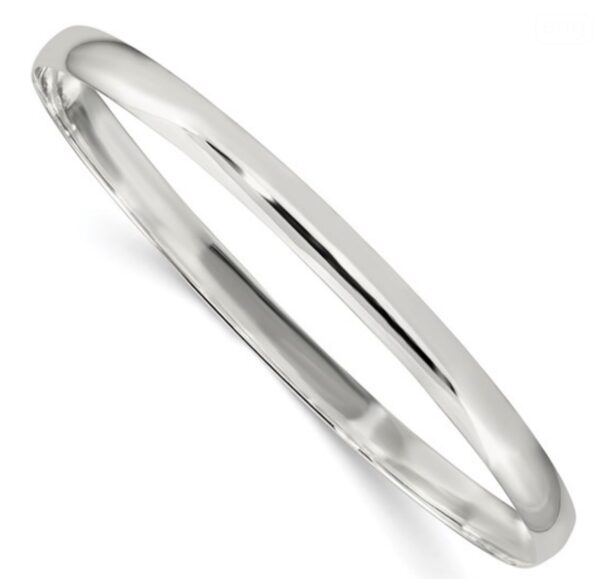 Sterling Silver 4.5mm Solid Polished Plain Slip-On Bangle Bracelet